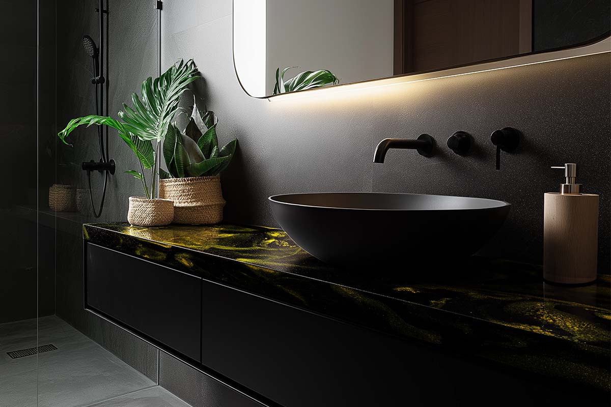 countertop resin epoxy tabletop deep black yellow gold countertop resin epoxy tabletop deep black yellow gold